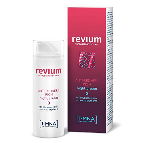 REVIUM ROSACEA - ANTI-REDNESS RICH NIGHT CREAM WITH 1-MNA MOLECULE, CHLORELLA VULGARIS GREEN ALGAE EXTRACT, ACEROLA FRIUT, MACADAMIA OIL, SHEA BUTTER, FOR COUPREOSE SKIN PRONE TO ERYTHEMA