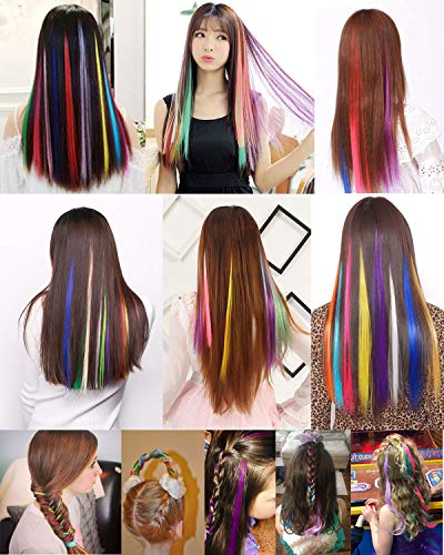 Rhyme Extensiones de Cabello Arco Iris Clip de Extensiones de Cabello de Color para niñas Muñecas Accesorios para el Cabello Wig Pieces For Kids 9 Piezas