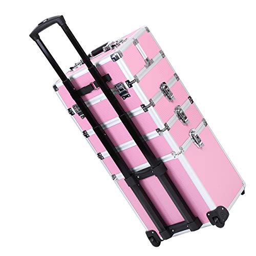 Ridgeyard 5 en 1 universal beauty case trolley Maletín para maquillaje Estuche de maquillaje Neceser de viaje-Pink(Rosa)