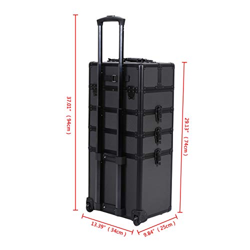 Ridgeyard beauty case trolley Maletín para maquillaje Estuche de maquillaje Neceser de viaje All Black (negro) - JJ-HZX-ABL