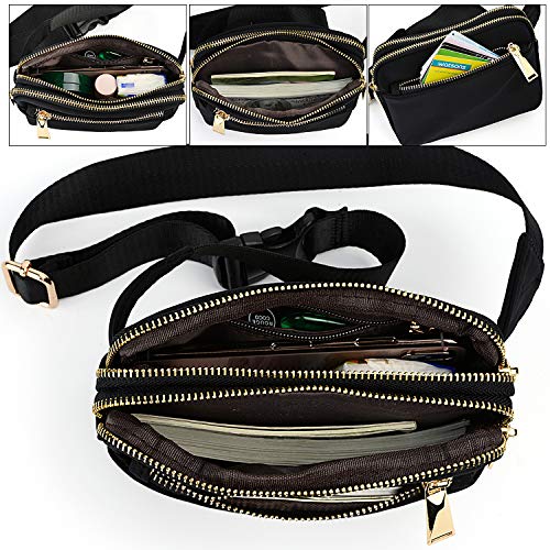 Riñoneras de Moda - UTO Riñonera Deportiva, Impermeable Viaje Cinturón, Bolso Bandolera Bolso de la Cintura, Peso Ligero Estupendo para Mujer Hombre Negro