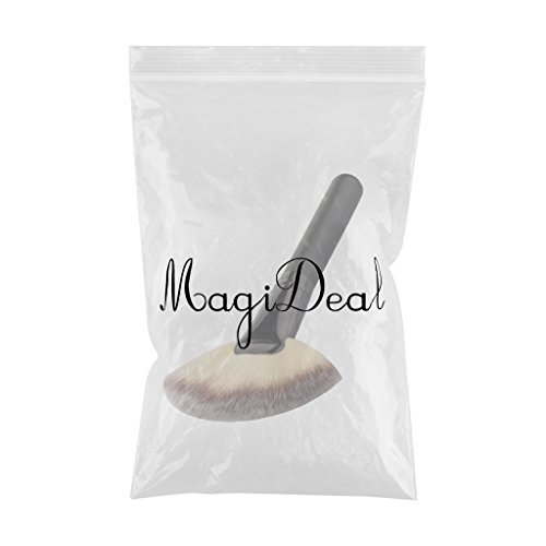 Rocita Brochas de Maquillaje,Cepillos de Maquillaje,Cepillo Cosmético forma de Abanico del sonrojo para mezcla del polvo de ruborización Herramientas Profesional para Las Facial(Negro)