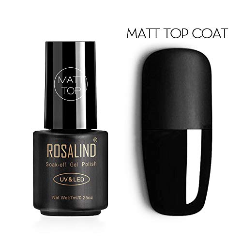 ROSALIND Base y Top Coat y Matte Top Coat Semipermentes, Esmaltes Semipermanentes de Uñas en Gel UV LED Gel Soak Off 3PCS/set 7ML