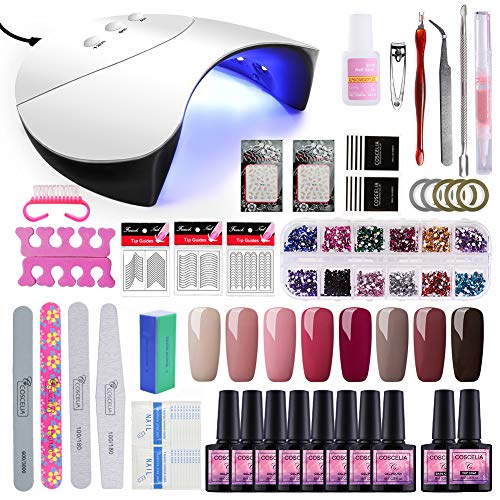 Saint-Acior 36W UV Lámpara LED Secador de Uñas kit Uñas de Gel 8pcs Esmalte Semipermanente Gel Uñas Top Coat Base Coat para Manicura Pedicura