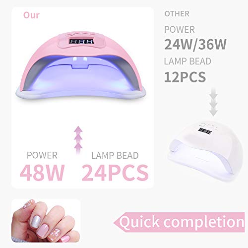 SaiXuan Lampara LED Uñas 48W Profesional Secador de Uñas LED UV Lampara Uñas Gel Semipermanentes Maquina,4 Temporizadores Manicura/Pedicure Nail Art Hogar el Salón