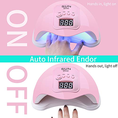 SaiXuan Lampara LED Uñas 48W Profesional Secador de Uñas LED UV Lampara Uñas Gel Semipermanentes Maquina,4 Temporizadores Manicura/Pedicure Nail Art Hogar el Salón