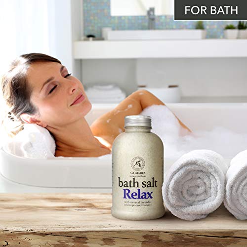 Sales de Baño Relajantes 600g - con Aceite Esencial de Lavanda y Salvia - Poseen Propiedades Beneficiosas para Lograr Un Buen Descanso y Reducir el Estrés - Cuidado Corporal - Baños Relajante