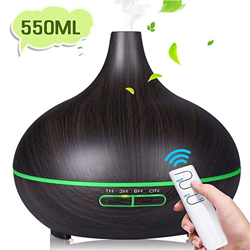 SaponinTree 550ML Humidificador Aromaterapia Ultrasónico, Portátil Difusor de Aceites Esenciales, 7 Color Luz Cambiado, Auto-Apagado, para Hogar, Oficina, Bebé, Dormitorio, Bebé etc