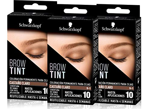 Schwarzkopf Brow Tint - Tinte De Cejas Castaño Claro Tono 5.1 (Pack de 3)