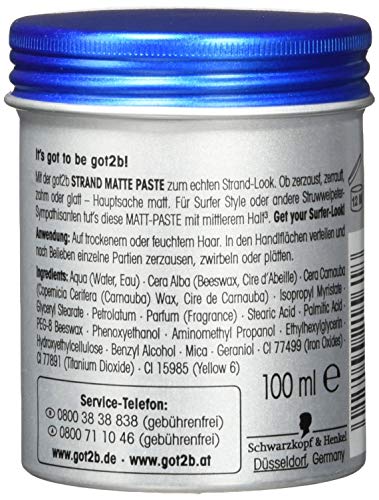 Schwarzkopf got2b - Pasta mate para playa (1 x 100 ml)