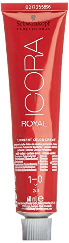 Schwarzkopf Igora Royal 1-0, Color de Cabello, Negro, 60 ml