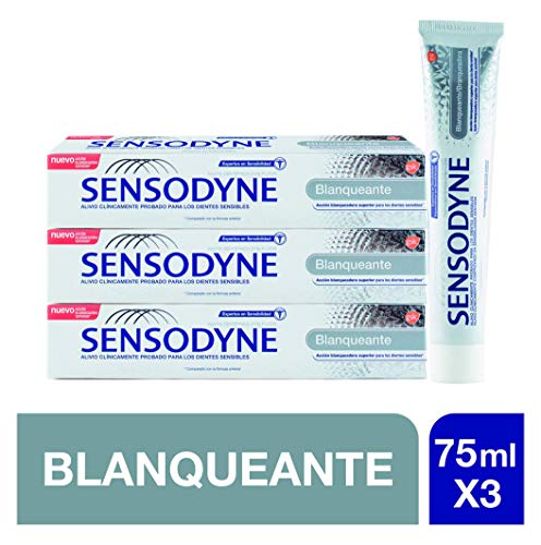 Sensodyne Pasta de Dientes Blanqueante con Flúor para Dientes Sensibles - pack de 3 x 75 ml