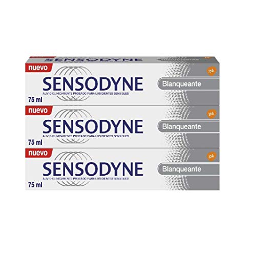 Sensodyne Pasta de Dientes Blanqueante con Flúor para Dientes Sensibles - pack de 3 x 75 ml