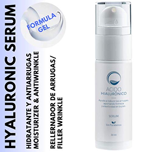 Serum Facial Ácido Hialurónico 30 ml - Antiedad Antiarrugas Hidratante - No graso - Textura gel – Absorción Rápida – Todo tipo de Pieles - Unisex