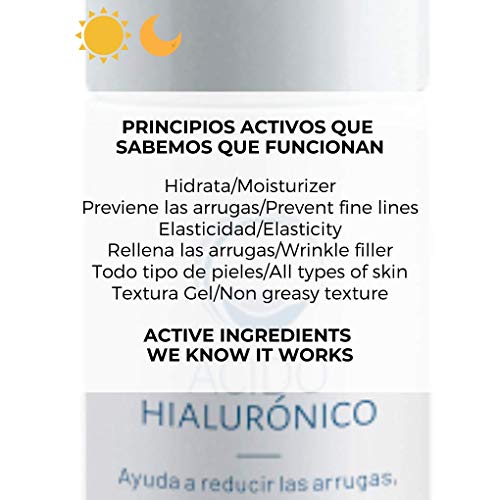 Serum Facial Ácido Hialurónico 30 ml - Antiedad Antiarrugas Hidratante - No graso - Textura gel – Absorción Rápida – Todo tipo de Pieles - Unisex