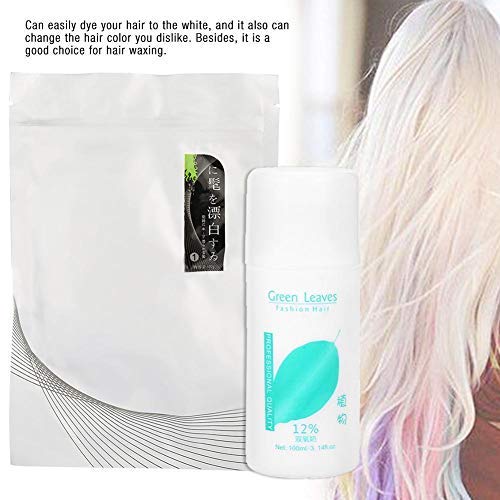 Set de decoloración del cabello, polvo decolorante para el cabello + 2 piezas de leche Dioxygen Sin estimulación, sin lesiones para peluquería y familia