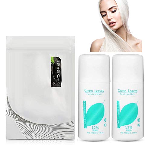 Set de decoloración del cabello, polvo decolorante para el cabello + 2 piezas de leche Dioxygen Sin estimulación, sin lesiones para peluquería y familia