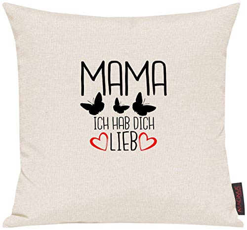 Shirtinstyle Funda de Cojín para Seleccionar! Cojín Motivo Error de Tipeo Kuschelidee Mamá Yo Hizo Dich Quiereme Mariposas, Cojín, Sofá, Decoración, Vater Madre Regalo Familia Amor - Marfil, 40x40cm