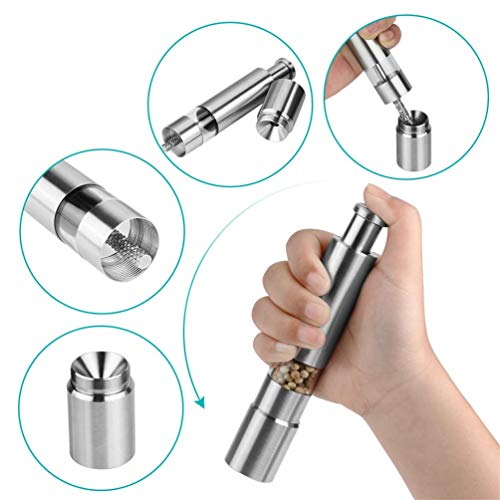 Sjpzwcrl Pepper Grinder, Molinillo de Pimienta de Acero Inoxidable Molinillo de Sal Duradero Operación de una Mano Molinillo de Sal Salt Mill 2 (Pepper Grinder 2 Pack)