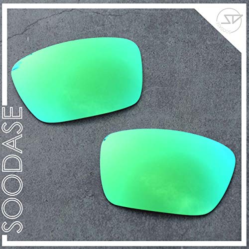 SOODASE Para Oakley Fuel Cell Gafas de sol Negro/Plata/Verde Lentes de repuesto polarizadas