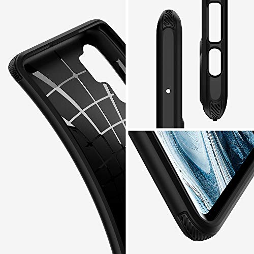 Spigen, Funda para Xiaomi Mi Note 10 / Mi Note 10 Pro, [Rugged Armor] Absorción de Choque Resistente y diseño de Fibra de Carbono [Compatible con Carga Inalámbrica] - [Negro Mate] ACS00603