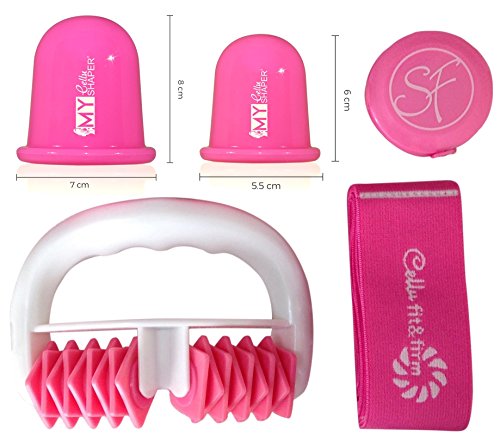 Stephanie Franck Beauty Set Anticelulitico3 con Rodillo Masaje, una Ventosa S+L y Elastica Fitness (Rosa)