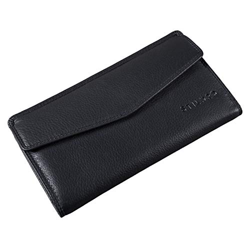 STILORD 'Gloria' Billetera de Piel Mujer RFID Bloqueo Vintage Cartera para Señora Monedero con 14 Tarjetas Billetes y Monedas con Caja de Regalo, Color:Negro