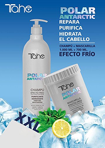 Tahe Polar Antarctic Champú Purificante e Hidratante con Aceite Esencial de Limón y Menta Efecto Frío, 1000 ml