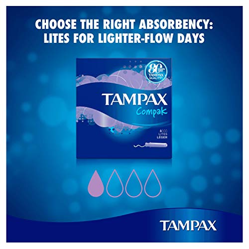 Tampax Compak Lites Tampones Con Aplicador, Protección Antifugas Y Discreción, Siéntete Limpia, 22 Unidades