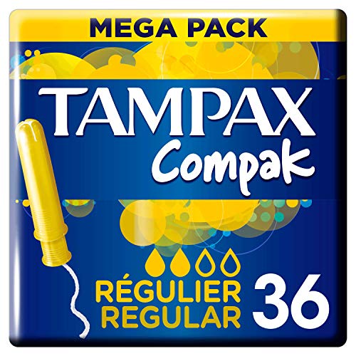 Tampax Compak Regular Tampones Con Aplicador, Protección Antimanchas Y Discreción, Limpieza, 36 Unidades