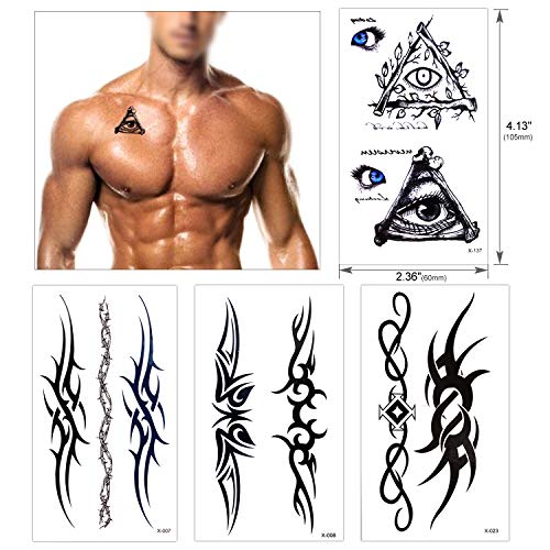 Tatuajes temporales para adultos hombre Mujer Niños (18 hojas), Konsait Fake Tatuajes Adhesivos Tatuajes de cuerpo temporales brazo cuello impermeable, Dragón Ancla Ojo Escorpión gráfica Alce