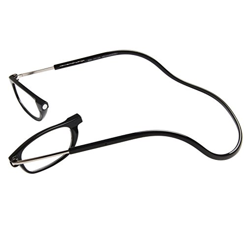 TBOC Pack: Gafas de Lectura Presbicia Vista Cansada – (Dos Unidades) Graduadas +1.00 Dioptrías Montura Negra Hombre Mujer Imantadas Plegables Lentes Aumento Leer Ver Cerca Cuello Imán