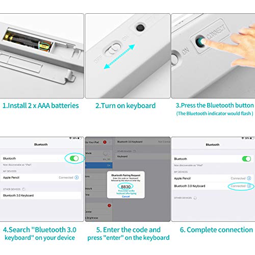 Teclado Bluetooth Español, SENGBIRCH Light Teclado Inalámbrico Portátil para iPhone de iOS, iPad, Samsung, Huawei, Android, Windows y Cualquier Dispositivo con Bluetooth, Teclado Bluetooth (Blanco)