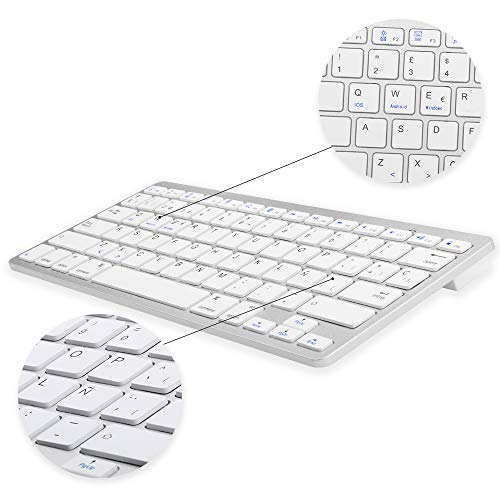 Teclado Bluetooth Español, SENGBIRCH Light Teclado Inalámbrico Portátil para iPhone de iOS, iPad, Samsung, Huawei, Android, Windows y Cualquier Dispositivo con Bluetooth, Teclado Bluetooth (Blanco)