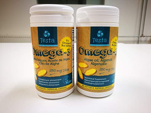 Testa Omega-3 Aceite de Algas- Omega 3 Vegan - Vegan DHA - DHA 250mg - Vegano DHA - 60 cápsulas