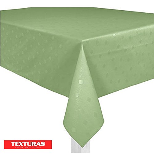 Texturas Selection Mantel Antimanchas LONETA RESINADA Color Liso Impermeable Tamaños Especiales (6 Colores Disponibles) TISCHDECKER DOUISBURG (Redondo 160 cms, Verde)