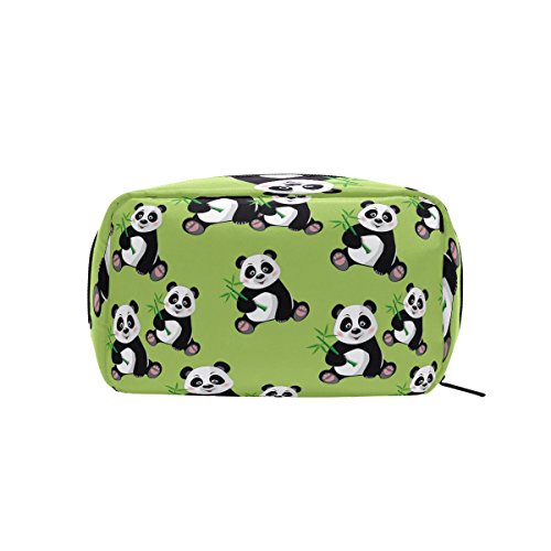 TIZORAX Panda Bamboo Green Handy Bolsa de Cosméticos Embrague Bolsa de Maquillaje Organizador Bolsa de Viaje