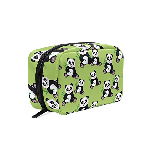 TIZORAX Panda Bamboo Green Handy Bolsa de Cosméticos Embrague Bolsa de Maquillaje Organizador Bolsa de Viaje