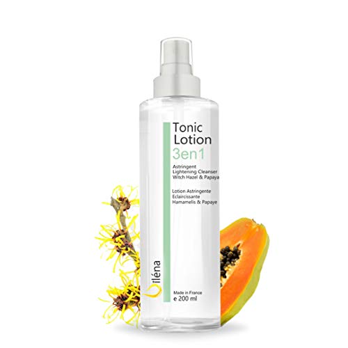 Tonico Limpiador facial Tonico facial astringente y aclarante con Agua de Hamamelis y Papaya para la piel mixta, seca, sensible y grasa Locion desmaquillante cara y ojos 200 ml