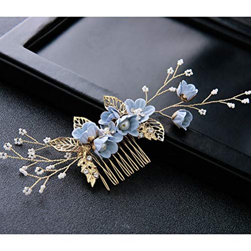 Toyvian 4 unids Rhinestone peines del Pelo Florales Nupcial Tocado Cristales Diadema Nupcial Decorativo Diadema Fiesta de Bodas Pelo de Noche (Azul)