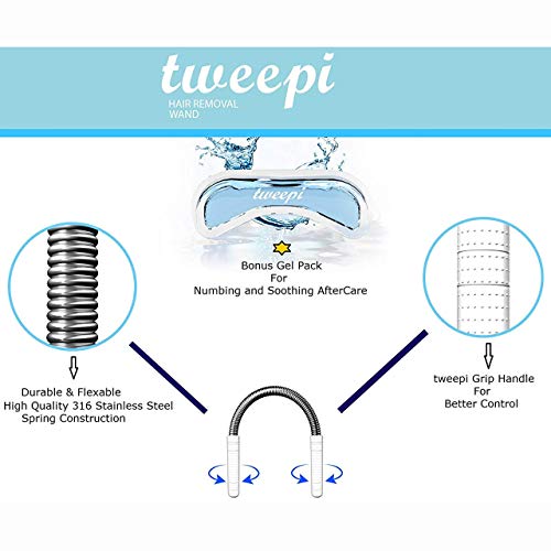 Tweepi - Depiladora facial (incluye almohadilla de gel frío con forma de labio superior para un cuidado post tratamiento relajante e insensible)