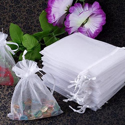 UCLEVER 50 Piezas bolsitas de Organza Blanco Bolsas de Tul para Regalos Joyas Bodas Tansparente, 10x15cm