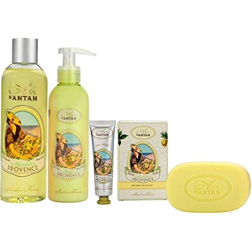 Un Air d’Antan® Caja Belleza Provence Mujer, 1 Jabon 100g, 1 Gel Ducha 250ml,1 Crema Corporal 200ml,1 Crema de Manos 25ml |Perfume Verbena, Bergamota|Navidad Regalo Mujer Originales Cumpleaños