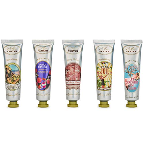 Un Air d’Antan® Pack x5 Crema de Manos Francesa – 5 Perfumes Originales: Verbena, Petalos de Rosa, Lirio de los Valles, Almendras - Formula Hidratante y Reparadora – Idea Regalo, Verano, Set 5x25ml