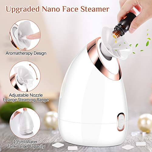 Vaporizador Facial, Aiemok Profesional Sauna Facial Vaporizador Spa Facial Vapor Térmico Nano Spray, Ionic Humidifier for Face Care, Piel Hidratante, Limpieza Profunda de Poros Facial Steamer