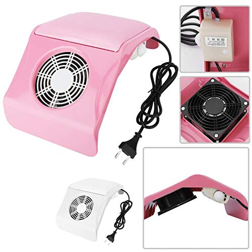 Ventilador succión colector polvo uñas 35W con 2 bolsas recolección polvo, potentes herramientas manicura máquina aspiradora uñas, equipo extractor limpieza salón uñas práctico,Blanco