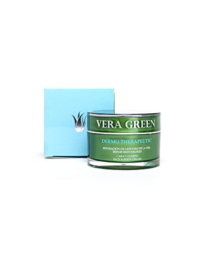 Vera Green Crema Terapéutica de Aloe Vera 100% Tratamiento Regenerador Pieles Atópicas con Dermatitis Rosácea Acné Cicatrizante de Quemaduras