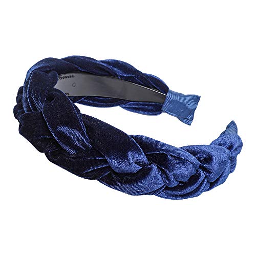 WELROG Acolchado Cintas para la cabeza Mujeres Terciopelo grueso 90s Accesorios para el cabello Banda para la cabeza Banda para el cabello alicia estilo español vintage (azul marino + negro + rojo)