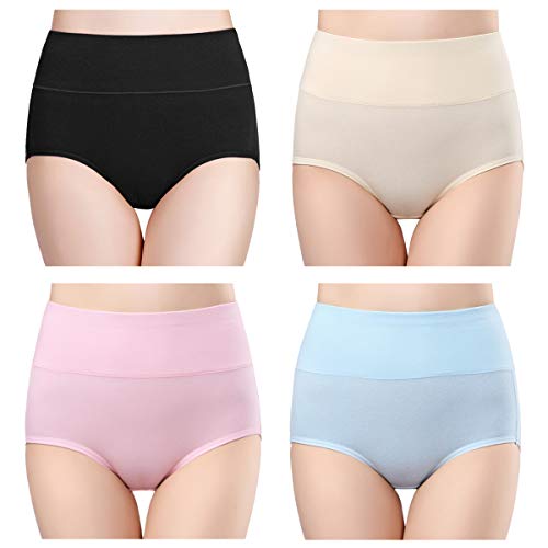 Wirarpa Bragas Culotte Algodón Para Mujer Braguitas Completo Talle Alto Calzoncillos Suave Ropa Interior Pack de 4 Talla S