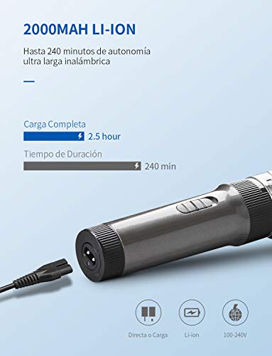 WONER Cortapelos Profesional Hombre Recargable Motor Silencioso Cuchilla Cerámica, Máquina Cortar Pelo Inalámbrico Batería 2000mAh, Recortador Pelo Barba Kit Familia